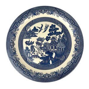 Churchill Blue Willow Platter Large Plate Made in England Oriental 13" Ceramic